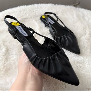Steve Madden Trixx Faux Leather Black Slingback Pointed Toe Flats Womens Size 9